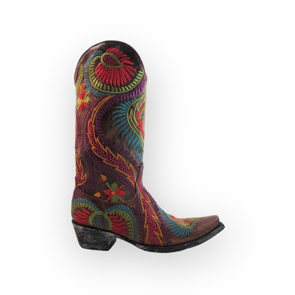 Old Gringo 𖤐 Tiegan Tribal Embroidery Cowboy Boots 𖤐 Leather Vesuvio Brass 𖤐 - Picture 1 of 17